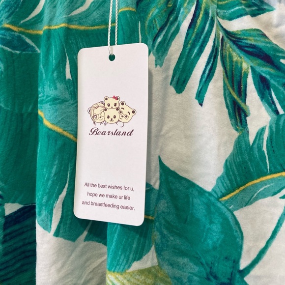 XL Maternity Nursing Top Off-The-Shoulder Banana Leaf Tropical Print BNWT - Picture 5 of 8